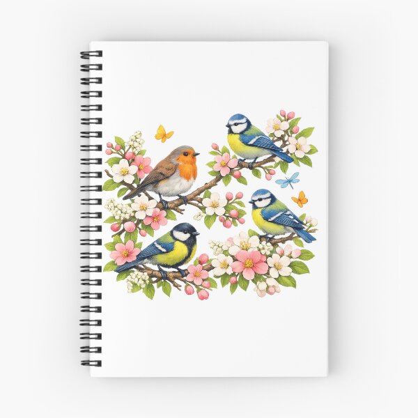 Item preview, Springtime Magic T-Shirt Design – Colorful Birds on Flowering Branches | Robin & Tit Illustration | Floral Butterfly Artwork designed and sold by CoolContent Factory.