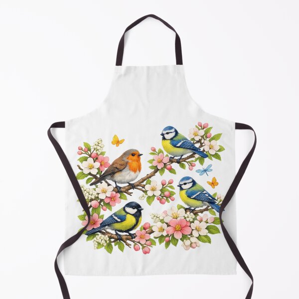 Item preview, Springtime Magic T-Shirt Design – Colorful Birds on Flowering Branches | Robin & Tit Illustration | Floral Butterfly Artwork designed and sold by CoolContent Factory.