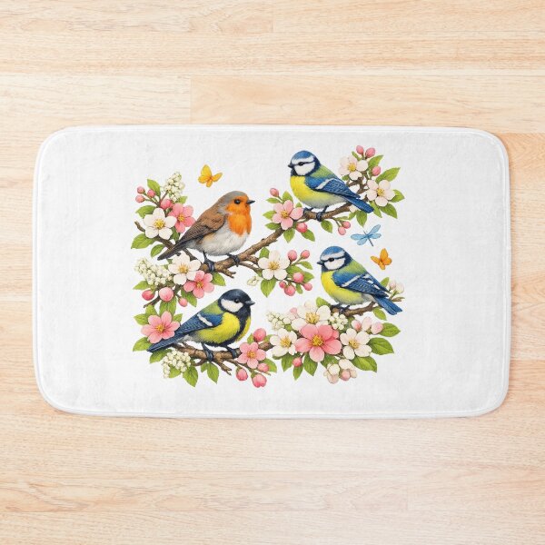 Item preview, Springtime Magic T-Shirt Design – Colorful Birds on Flowering Branches | Robin & Tit Illustration | Floral Butterfly Artwork designed and sold by CoolContent Factory.