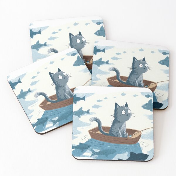 Item preview, Cat fishing in a small boat designed and sold by anytka.