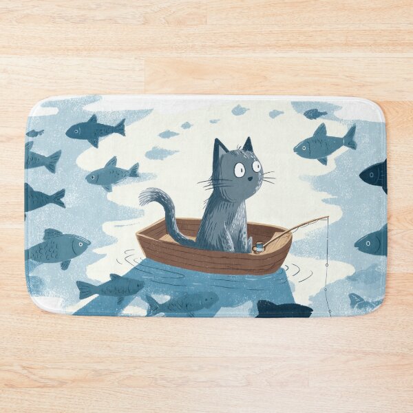 Item preview, Cat fishing in a small boat designed and sold by anytka.