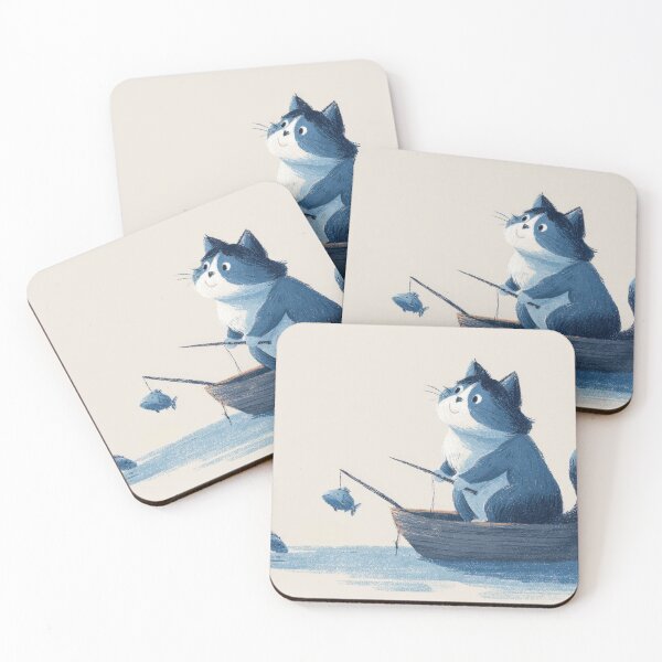 Item preview, Cat fishes in a small boat designed and sold by anytka.