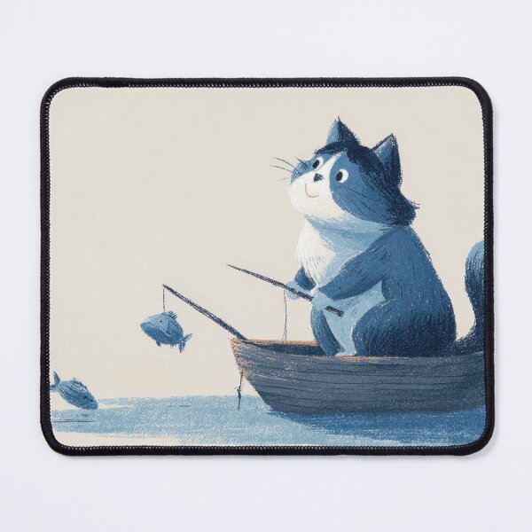 Item preview, Cat fishes in a small boat designed and sold by anytka.