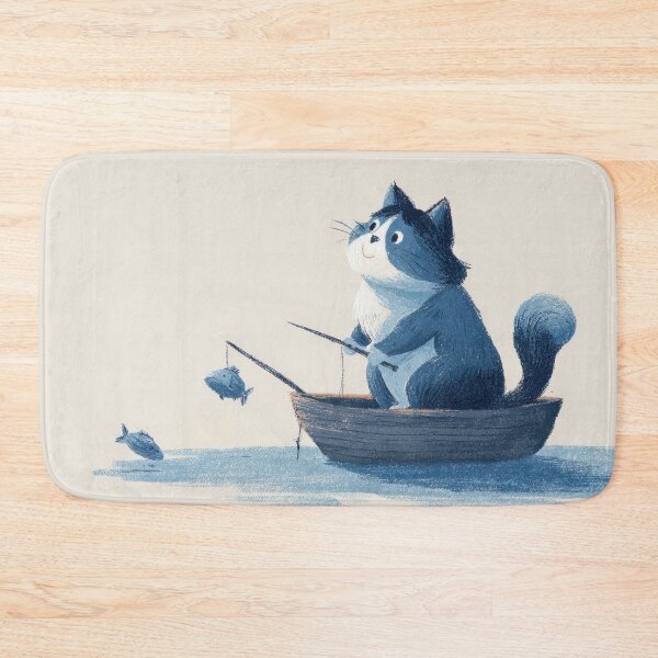 Item preview, Cat fishes in a small boat designed and sold by anytka.