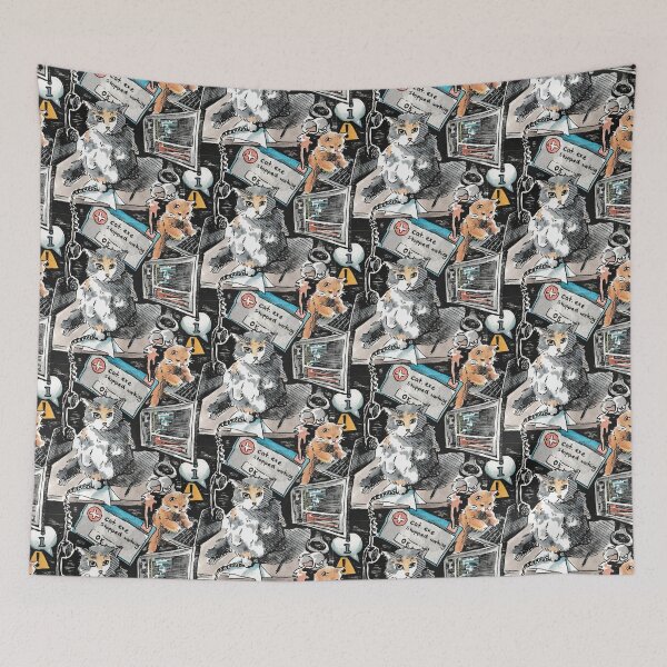 Item preview, cats & technology pattern designed and sold by crissini.