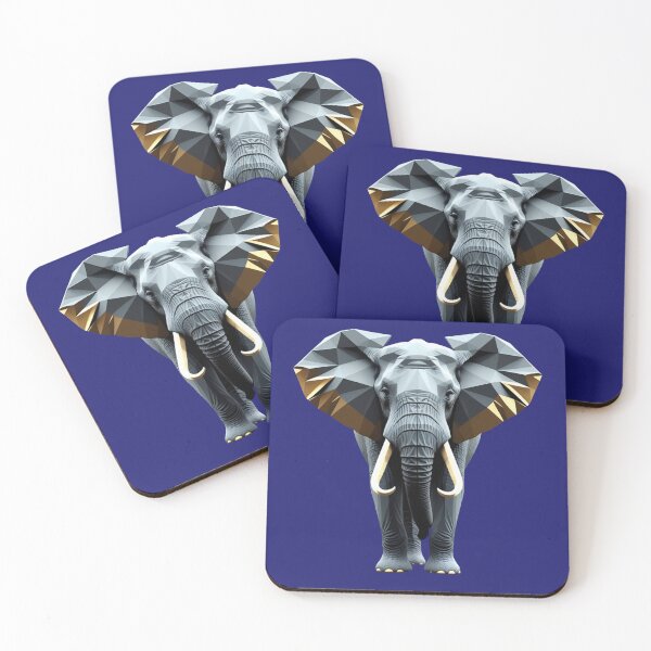 Item preview, Geometric Golden Elephant - Luxury Gray & Gold Elephant Head designed and sold by VIRALOOP.