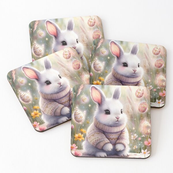 Item preview, Cozy Magic Easter Bunny in Cottagecore Garden with Glowing Eggs designed and sold by TatiK-Treasures.