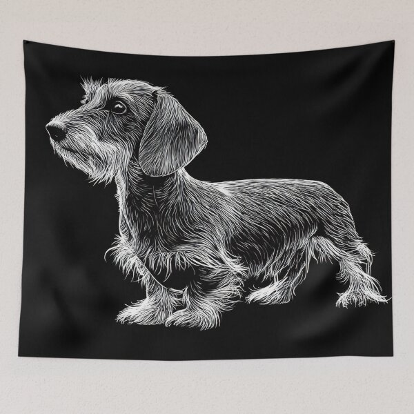 Item preview, Dachshund stands on dark background designed and sold by anytka.