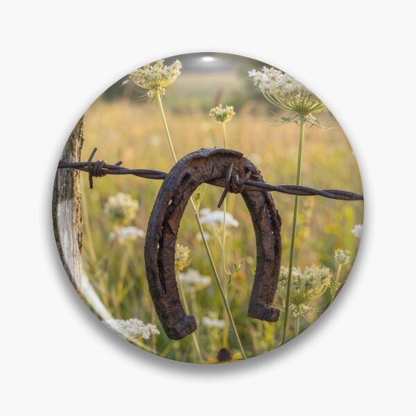 Item preview, Horseshoe Hanging Over a Rusty Barbed Wire Fence designed and sold by Maria Dryfhout.