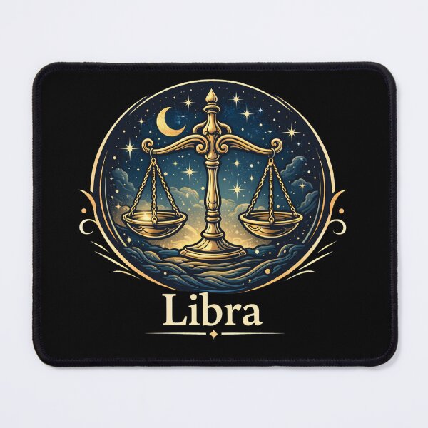 Item preview, Libra Zodiac Scales Illustration – Elegant Astrology Sign Art, Celestial Night Sky, Golden Libra Design designed and sold by Kiziorq.