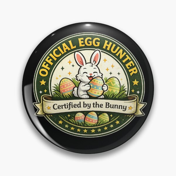 Item preview, Official Egg Hunter Badge – Cute Easter Bunny Certified Design designed and sold by Line-Mood1⭐️⭐️⭐️⭐️⭐️.