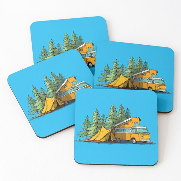 Item preview, Camping with a yellow van and tent designed and sold by anytka.