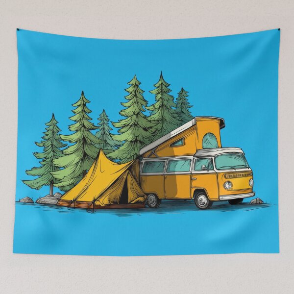 Item preview, Camping with a yellow van and tent designed and sold by anytka.