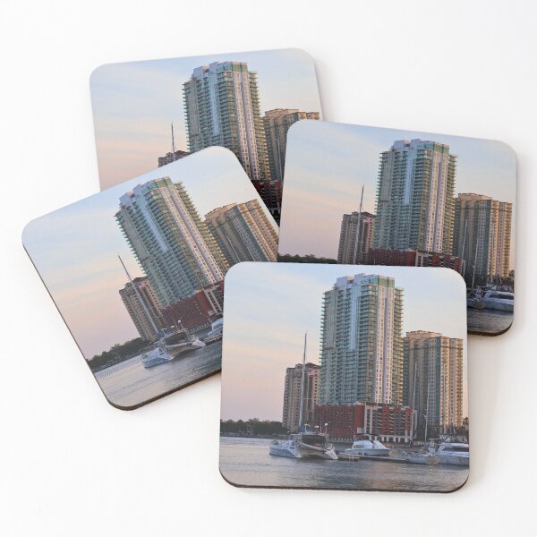 Item preview, Boats And Waterfront Skyscraper at Dusk designed and sold by Phakade's Photos.