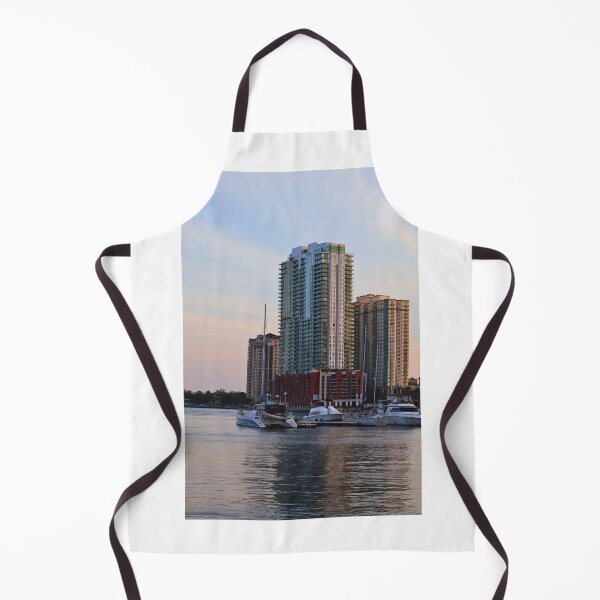 Item preview, Boats And Waterfront Skyscraper at Dusk designed and sold by Phakade's Photos.