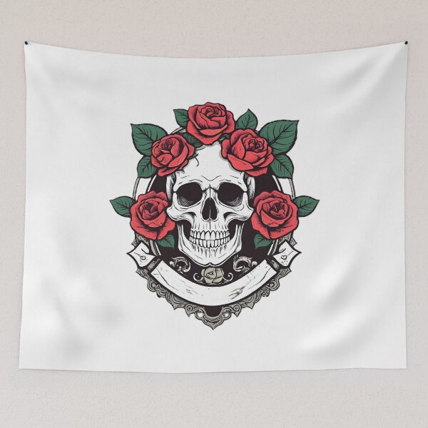 Item preview, Vintage Skull With Roses Gothic Tattoo T-Shirt Design - 8 designed and sold by RELAX STATION.