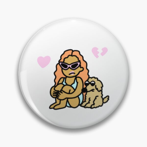 Item preview, Heartbroken Loco Girl with Dog – Cute Sad Beach Girl Cartoon Illustration designed and sold by kpeco.