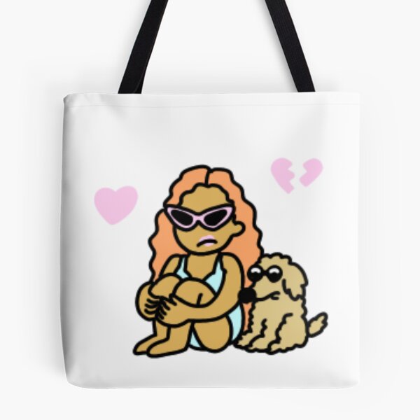 Item preview, Heartbroken Loco Girl with Dog – Cute Sad Beach Girl Cartoon Illustration designed and sold by kpeco.