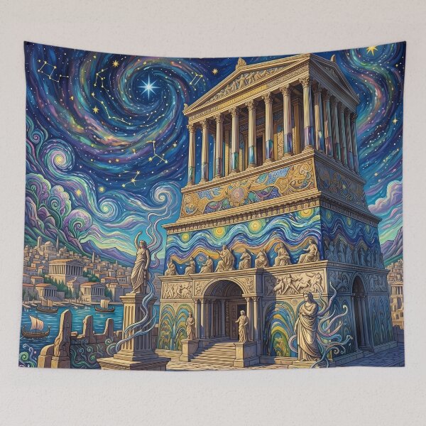 Item preview, Mausoleum at Halicarnassus - Van Gogh Style Psychedelic Art designed and sold by Lucid Dream Pixel.