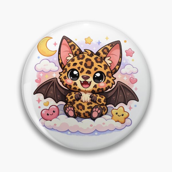 Item preview, Cute Leopard Bat Chibi - Kawaii Mythical Animal on Clouds designed and sold by Tw1nsAIArt.