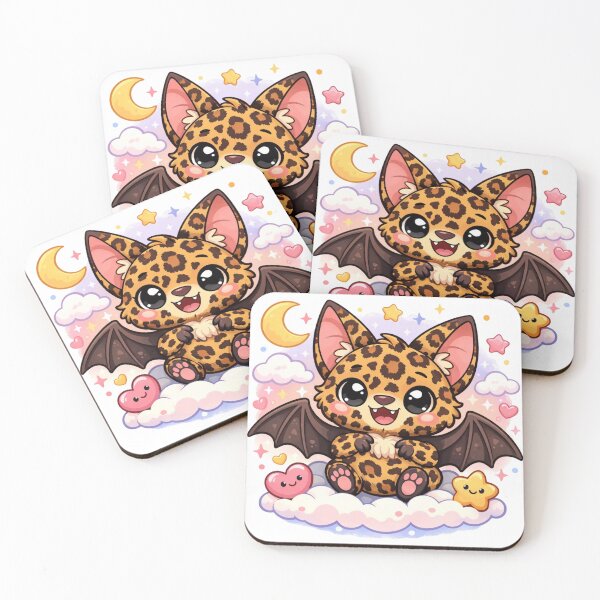Item preview, Cute Leopard Bat Chibi - Kawaii Mythical Animal on Clouds designed and sold by Tw1nsAIArt.