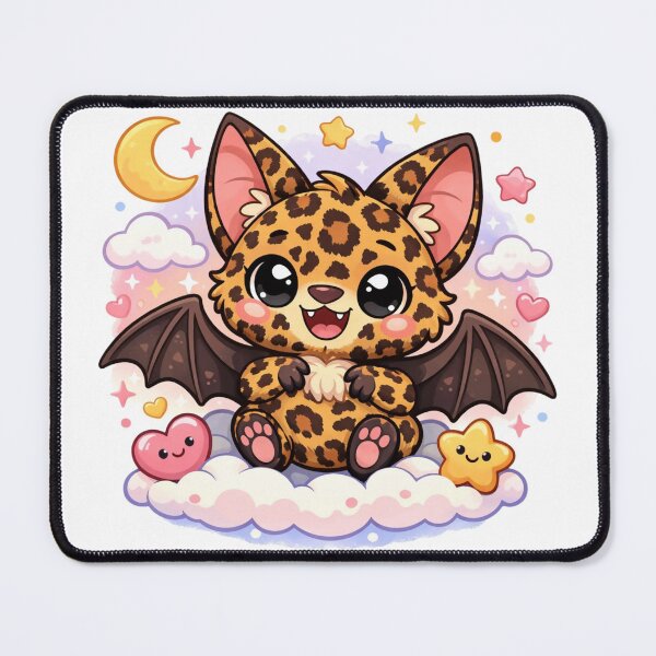 Item preview, Cute Leopard Bat Chibi - Kawaii Mythical Animal on Clouds designed and sold by Tw1nsAIArt.