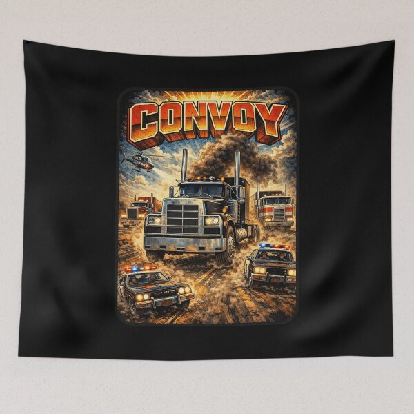 Item preview, Vintage Convoy Trucker Chase Retro Highway Art designed and sold by CoyoteSteelRd.