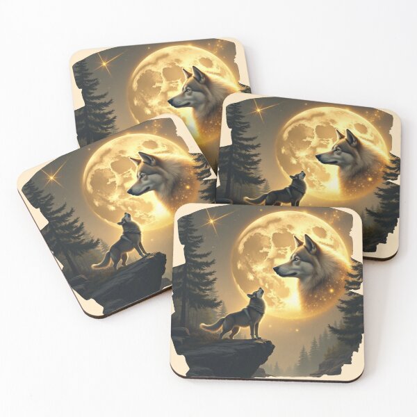 Item preview, Golden Guardian of the Moon - Lunar Echoes: The Wolf's Prayer designed and sold by PriyaMagic.