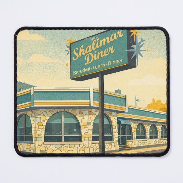 Item preview, Shalimar – Rego Park Queens Vintage Diner Travel Poster designed and sold by DiamondSkyShirt.