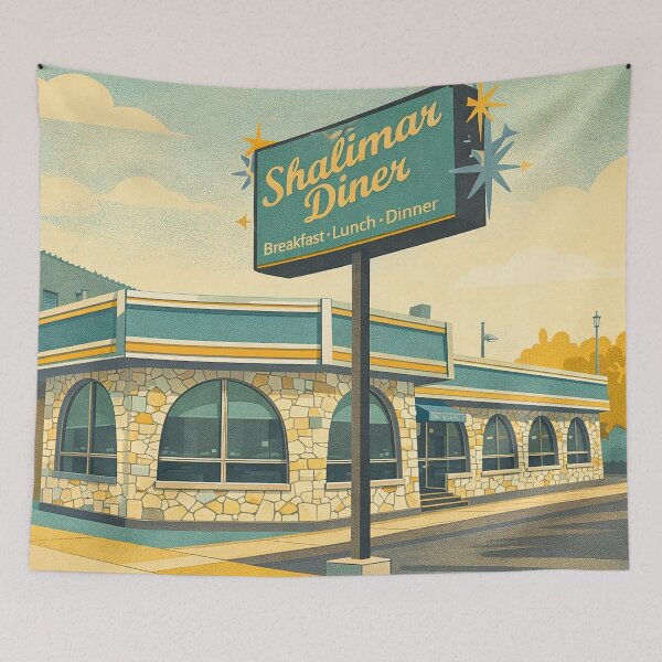 Item preview, Shalimar – Rego Park Queens Vintage Diner Travel Poster designed and sold by DiamondSkyShirt.