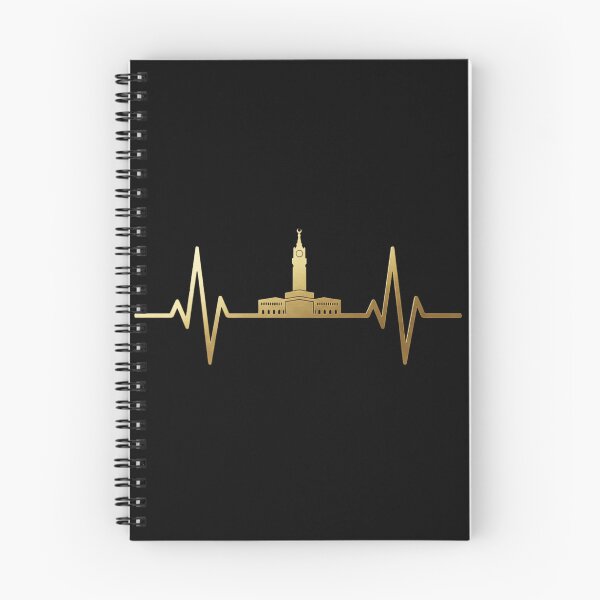 Item preview, Makkah Clock Tower & Kaaba Heartbeat - Islamic Landmark EKG Pulse Gold Design designed and sold by D-Islamic.