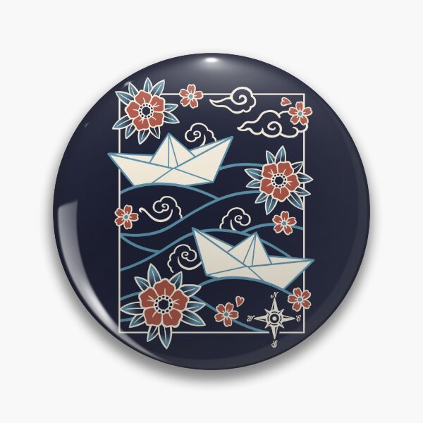 Item preview, Geometric Origami Boat with Compass Rose - Vintage Nautical Art designed and sold by NemiMakeit.