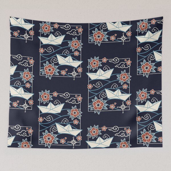 Item preview, Geometric Origami Boat with Compass Rose - Vintage Nautical Art designed and sold by NemiMakeit.