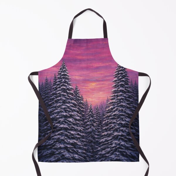 Item preview, Winter Forest Sunset Painting, Snowy Pine Trees Landscape, Purple Sky Aesthetic, Cozy Seasonal Wall Art designed and sold by TheSlowShore.