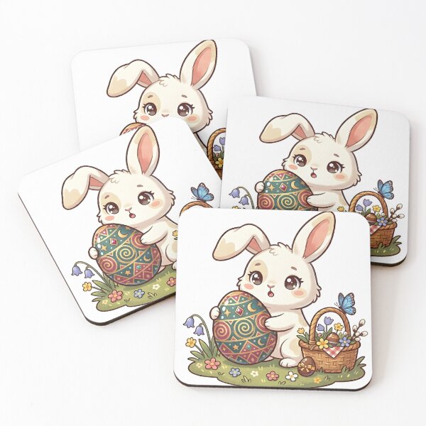 Item preview, Cute Easter Bunny with Decorated Egg & Spring Basket Sticker designed and sold by stylishsketcher.