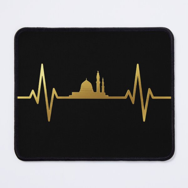 Item preview, Madinah Mosque Heartbeat - Islamic Prophet’s Mosque EKG Pulse Gold Design designed and sold by D-Islamic.