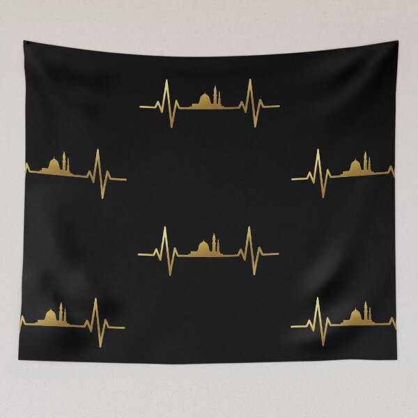 Item preview, Madinah Mosque Heartbeat - Islamic Prophet’s Mosque EKG Pulse Gold Design designed and sold by D-Islamic.