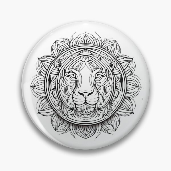 Item preview, Ornamental Lion Head Mandala Line Art – Detailed Wildlife Illustration designed and sold by RELAX STATION.