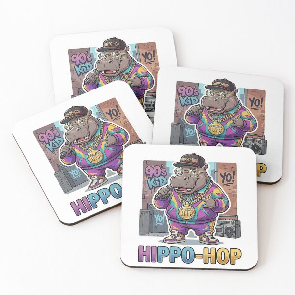 Item preview, Hippo-Hop 90s Rapper Hippo Sticker - Retro Streetwear Hippo Art - Funny Hip Hop Animal Decal designed and sold by Desperate Measures.