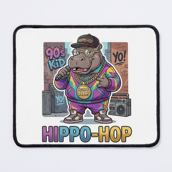 Item preview, Hippo-Hop 90s Rapper Hippo Sticker - Retro Streetwear Hippo Art - Funny Hip Hop Animal Decal designed and sold by Desperate Measures.