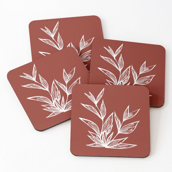 Item preview, Small Bush II, Line Drawing Symmetric Minimalist Aesthetic Natural Design Rusty Red designed and sold by SWSandraWechner.
