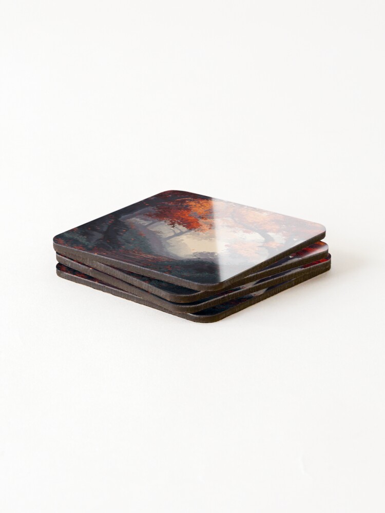 Thumbnail 4 of 5, Coasters (Set of 4), Pixel Autumn Forest Path designed and sold by Rtymer.