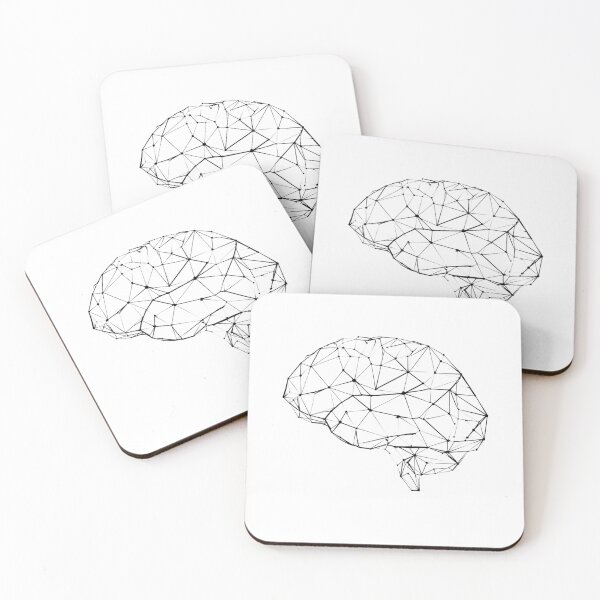 Item preview, Minimalist Geometric Brain Line Art | Black and White Science designed and sold by TypoArtPrints.