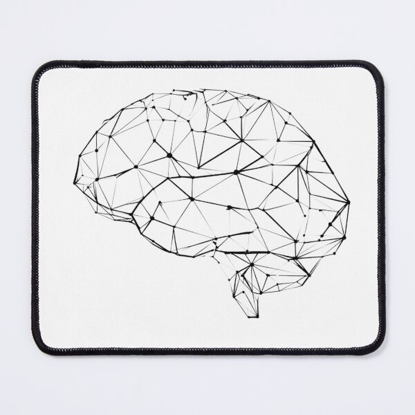 Item preview, Minimalist Geometric Brain Line Art | Black and White Science designed and sold by TypoArtPrints.