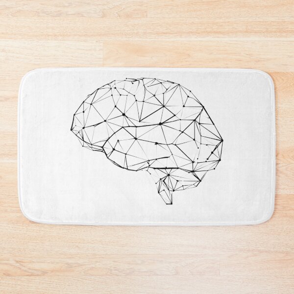 Item preview, Minimalist Geometric Brain Line Art | Black and White Science designed and sold by TypoArtPrints.