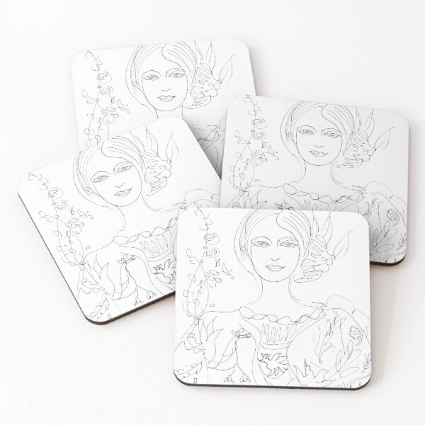 Item preview, Hand Created Minimalist Floral Woman Line Drawing designed and sold by TinTinBloom.