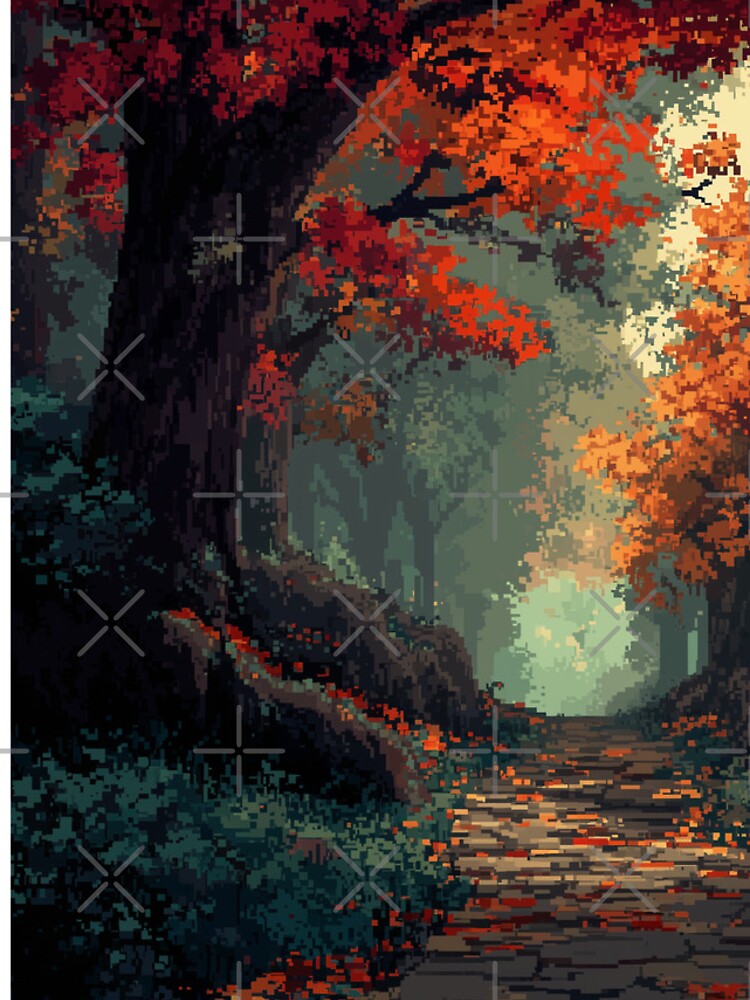 Thumbnail 4 of 4, iPhone Case, Pixel Autumn Forest Path designed and sold by Rtymer.