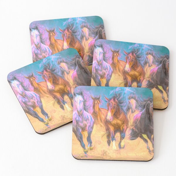 Item preview, Arabian Horses Herd - Vibrant Artistic Digital Painting designed and sold by NadalArtStudio.