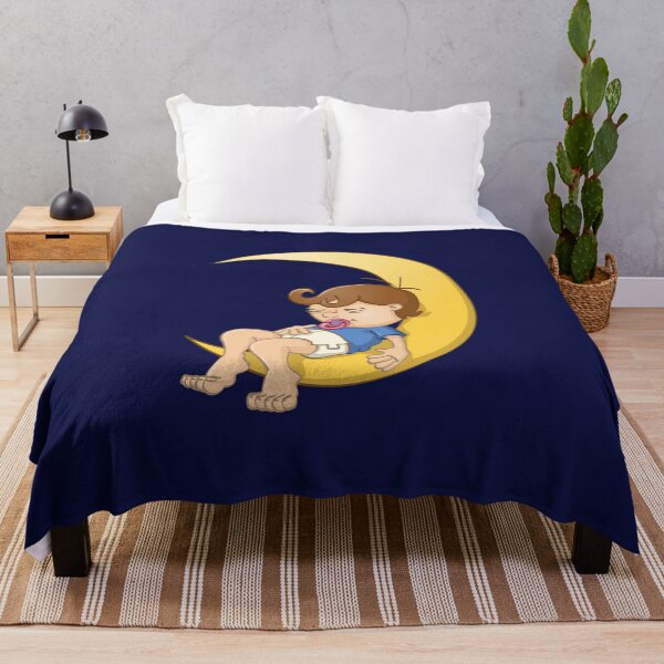 Item preview, Cartoon style drawing of a sleeping baby boy on the moon designed and sold by Stef Ringoot, cartoons and illustrations.