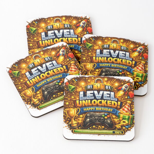 Artikelvorschau, Level Unlocked Gamer Birthday Party Design entworfen und verkauft von CLOUTKULT.